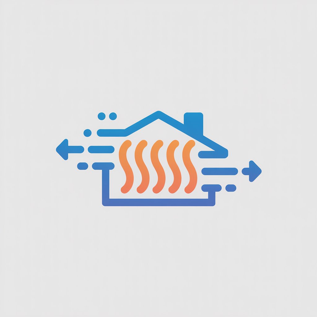 a minimalist vector illustration of a heating system